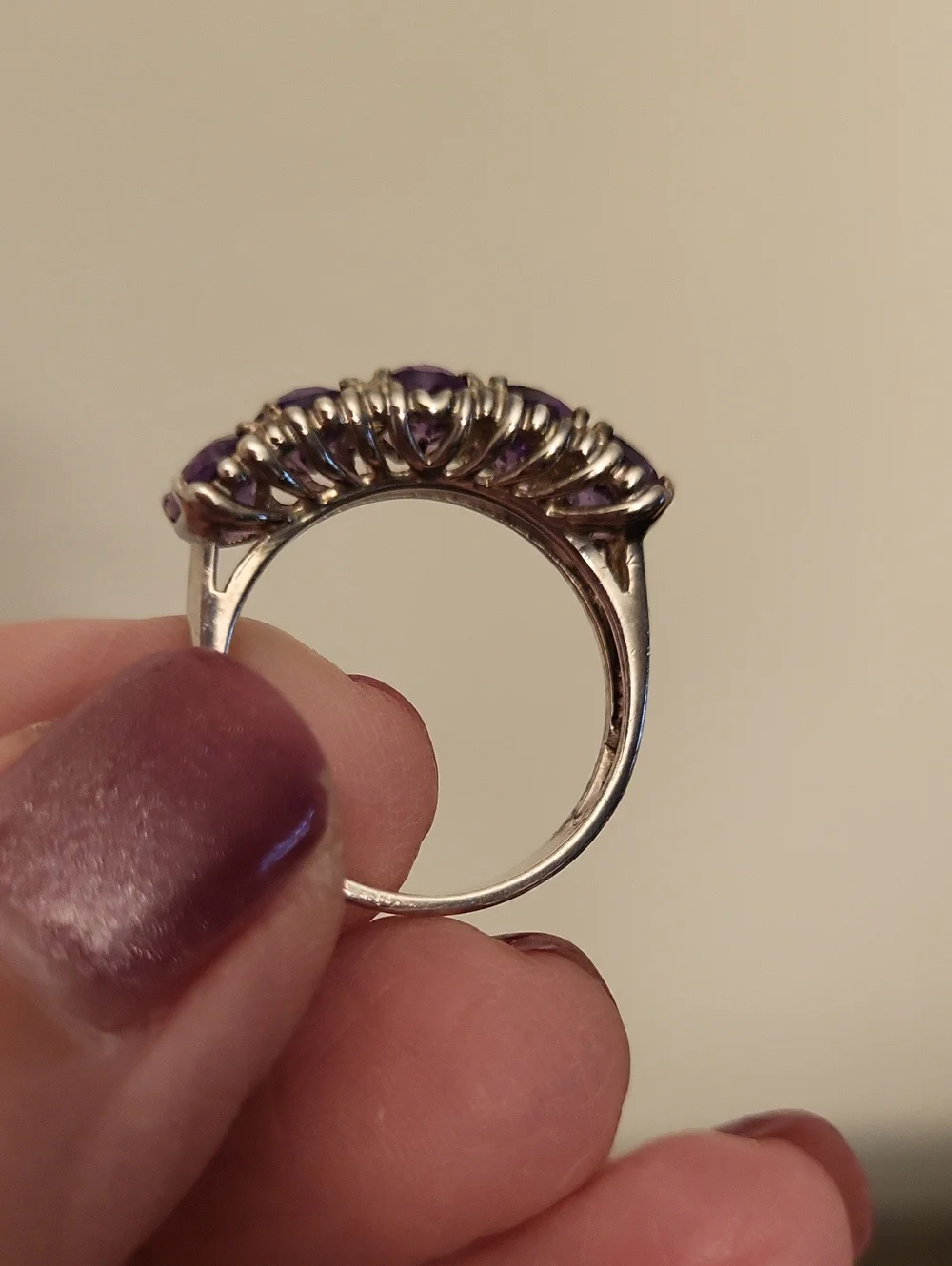 Vintage 925 Sterling Silver Multi Stone Amethyst Gemstone Ring